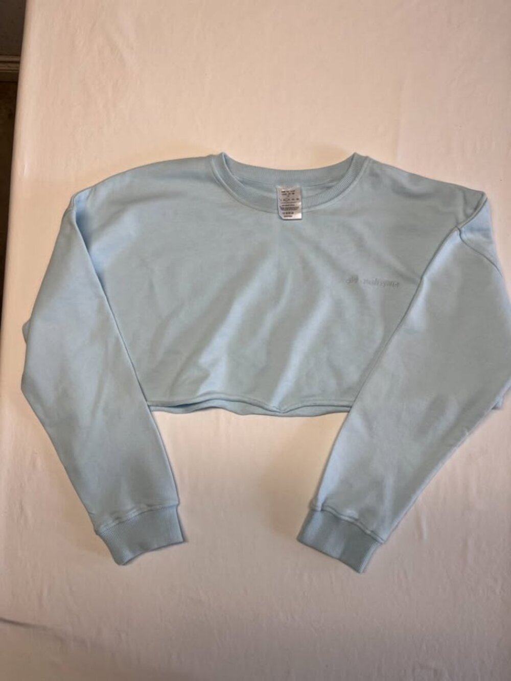 Girl Crush Gang Baby Blue Cropped Raw Hem Sweatshirt - Size M